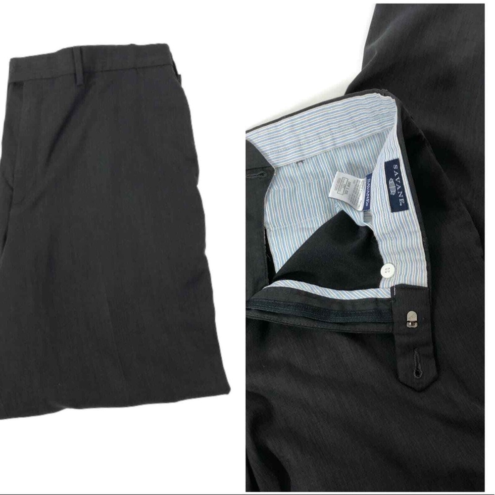 Savane 38x32 Flat Front Slate Dress Pant D45891